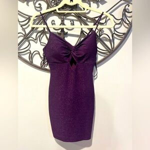 Purple euphoria, mini body con dress sparkly double extra small